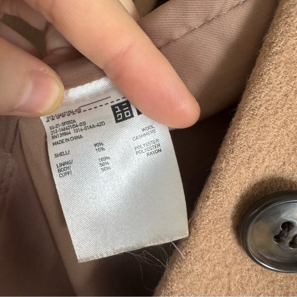 Camel tan Uniqlo Chester long wool and cashmere Trench Coat size small - Picture 3 of 6